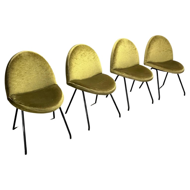 Four Green Chairs 771 by Joseph André Motte, Steiner, 1958 For Sale at