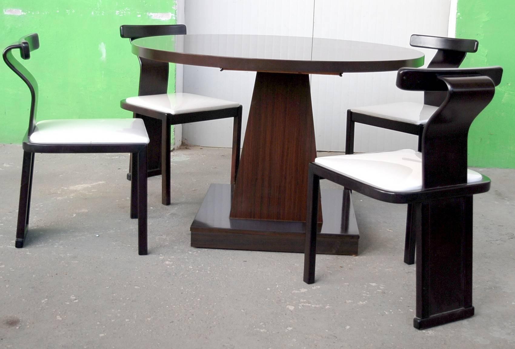 Mid-Century Modern Four Chairs and Table Midcentury Set, Saporiti, Introini and Willy Rizzo Design