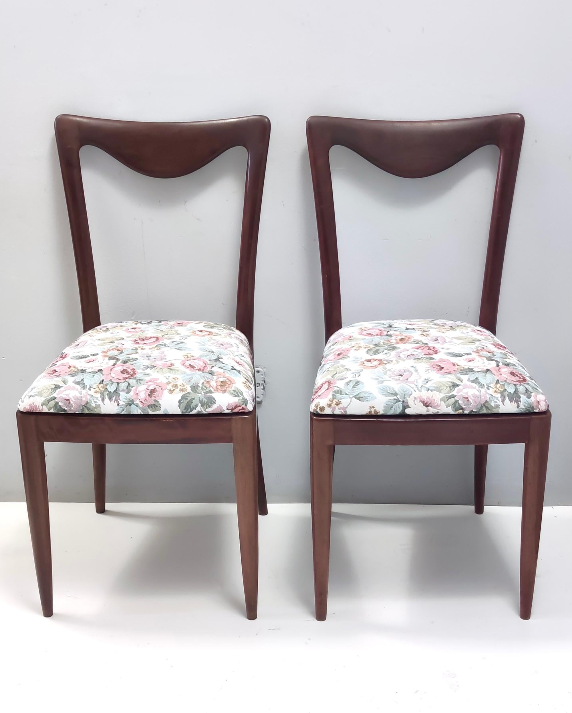 Italian Four Chairs by Carlo Enrico Rava with Beech Frame and Linen Patterned Fabric For Sale