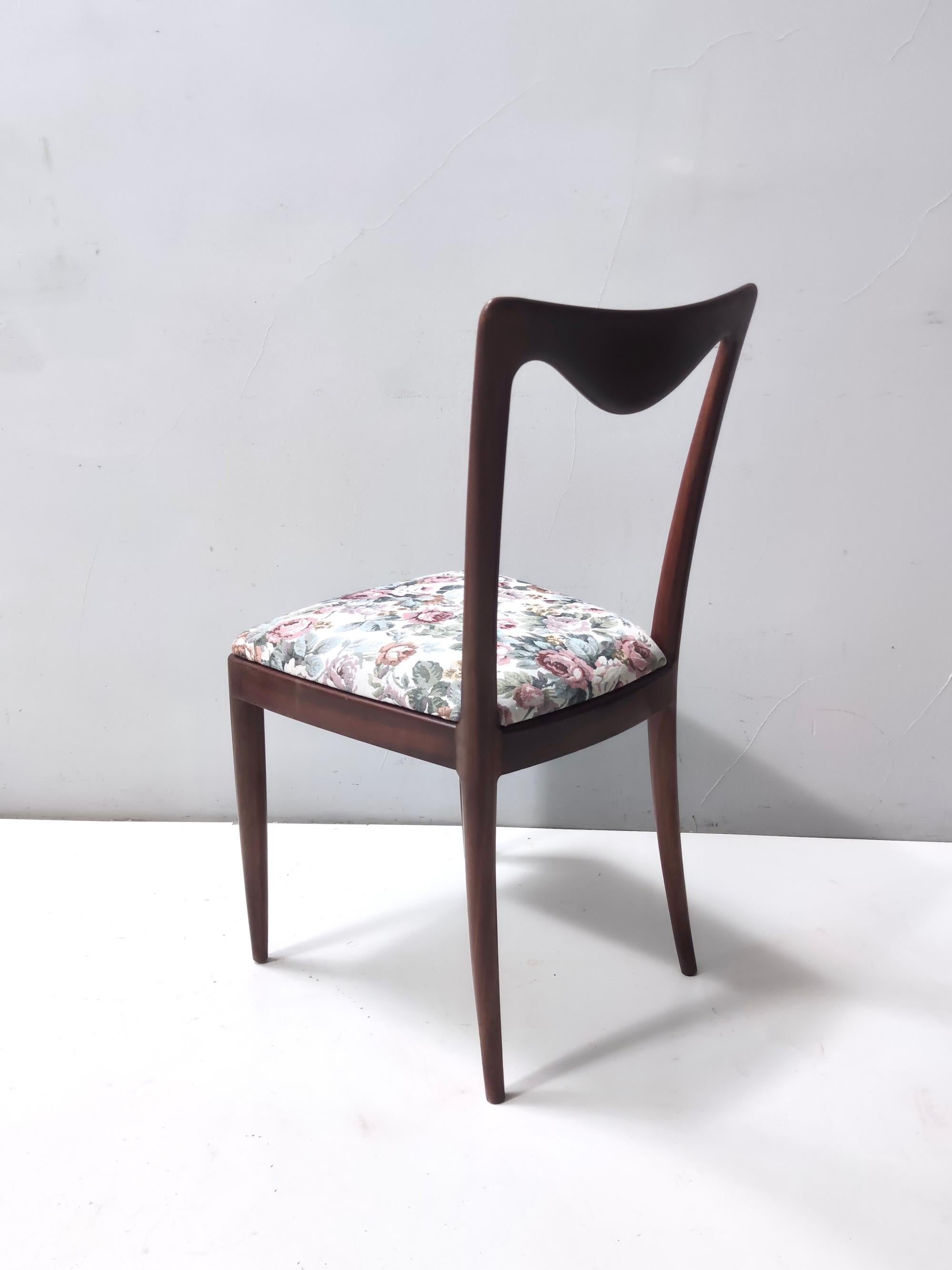 Mid-20th Century Four Chairs by Carlo Enrico Rava with Beech Frame and Linen Patterned Fabric For Sale