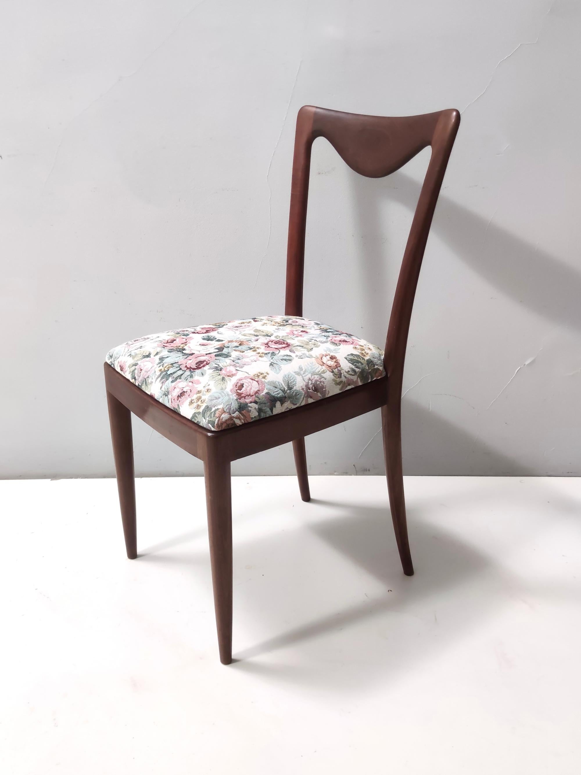 Four Chairs by Carlo Enrico Rava with Beech Frame and Linen Patterned Fabric For Sale 2
