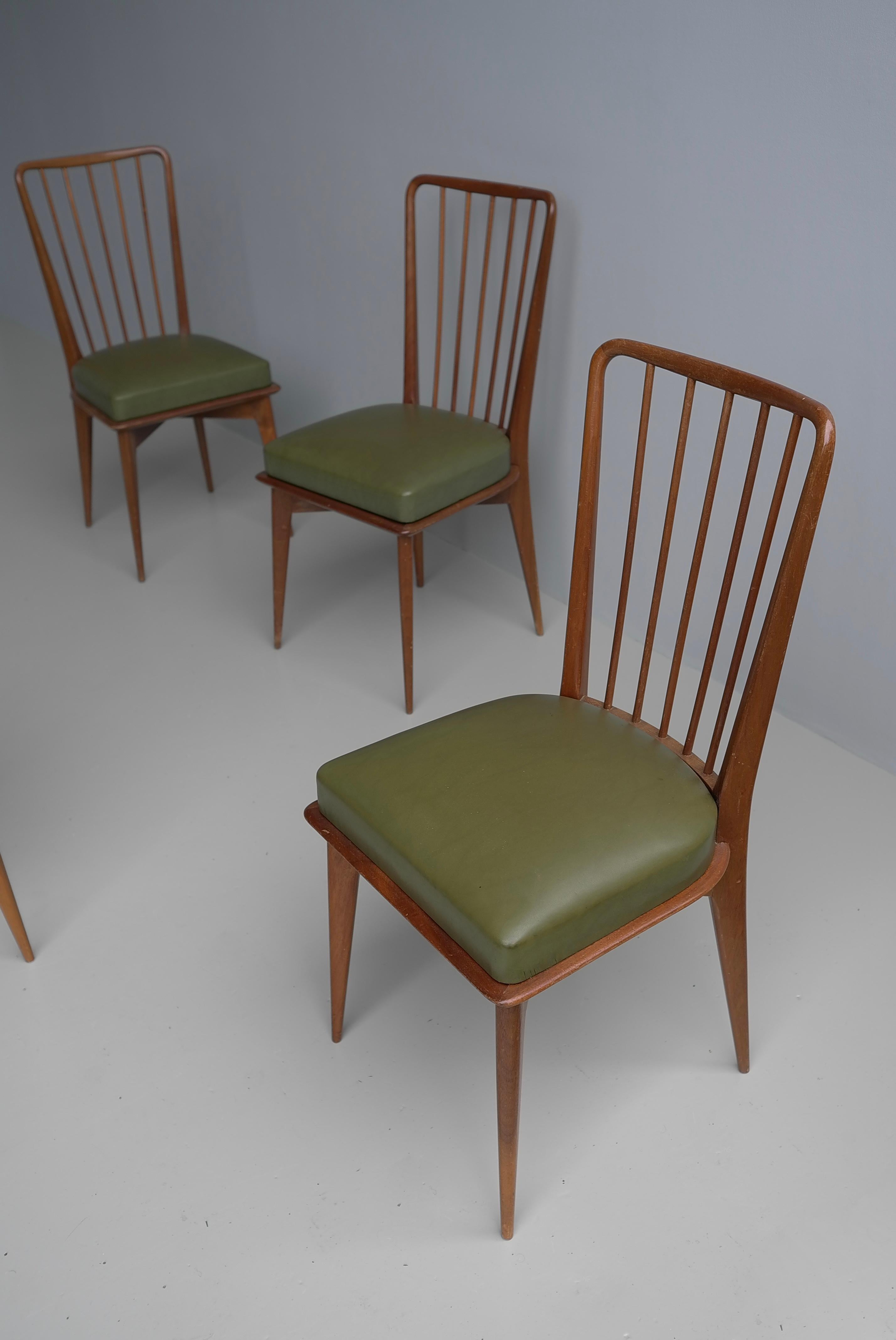 Four Chairs by Charles Ramos in Wood , Édition Castellaneta, France 1960 For Sale 2