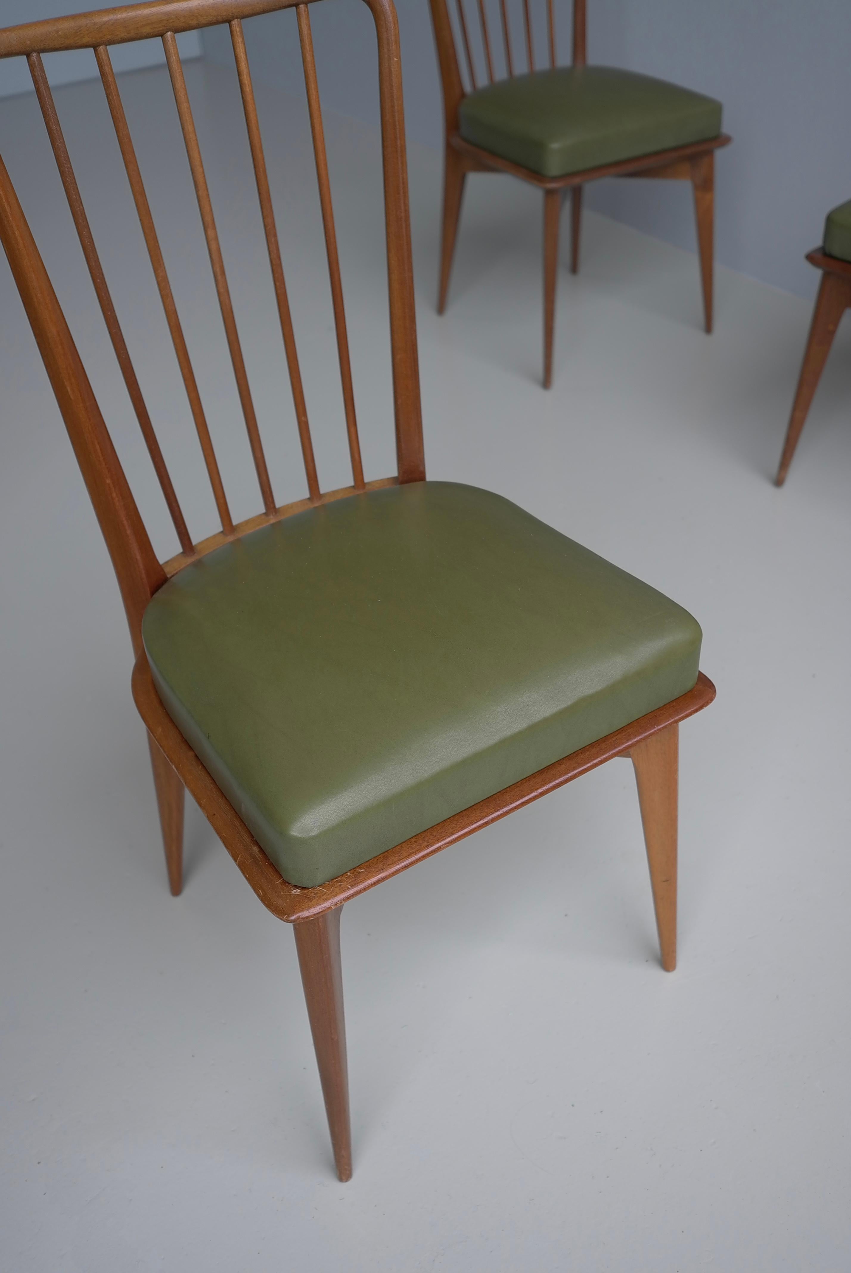 Quatre chaises en Wood de Charles Ramos, Édition Castellaneta, France 1960 en vente 2