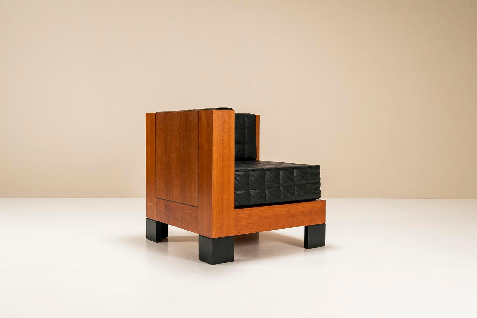 Leather Four Chairs 'Cubo E Sfera' by Oswald Matthias Ungers for Sawaya & Moroni, 1980s
