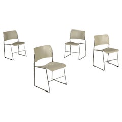 Four Chairs David Rowland for GF Forniture Steel Metal, Italy, 1960s-1970s