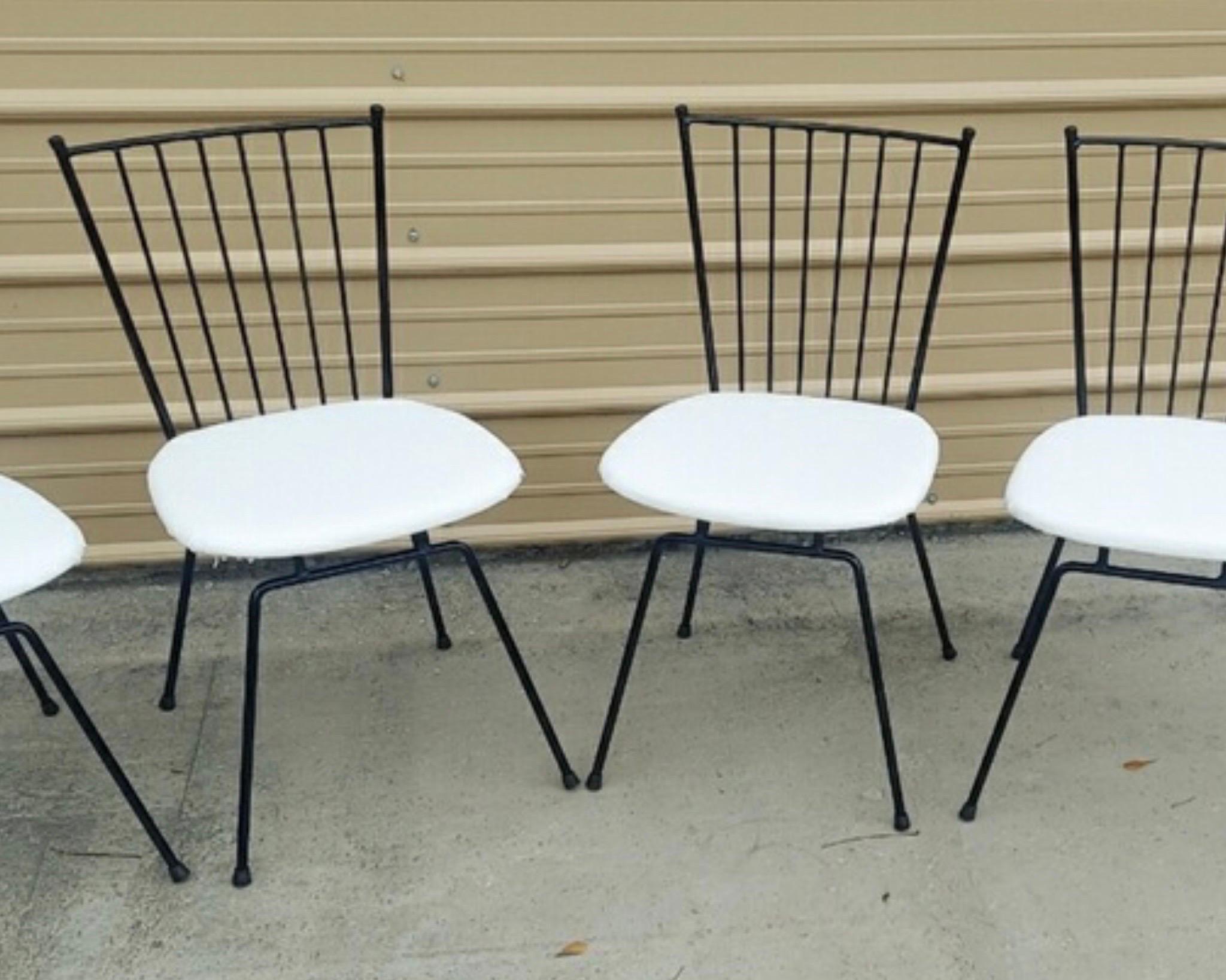 American Four Chairs in Lacquered Metal in the Style of Colette Gueden, circa 1960 For Sale