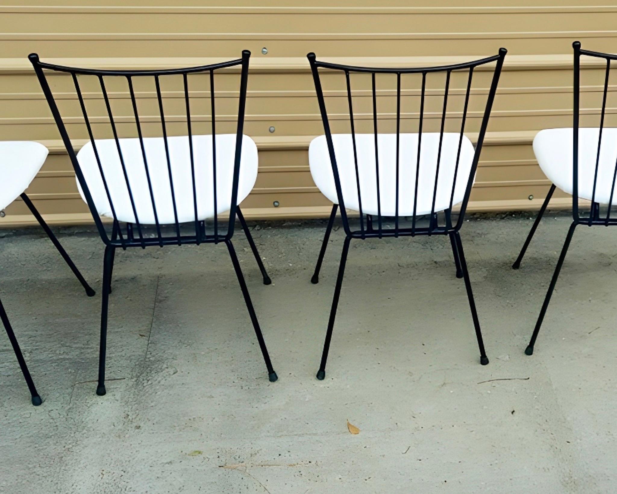 Mid-20th Century Four Chairs in Lacquered Metal in the Style of Colette Gueden, circa 1960 For Sale