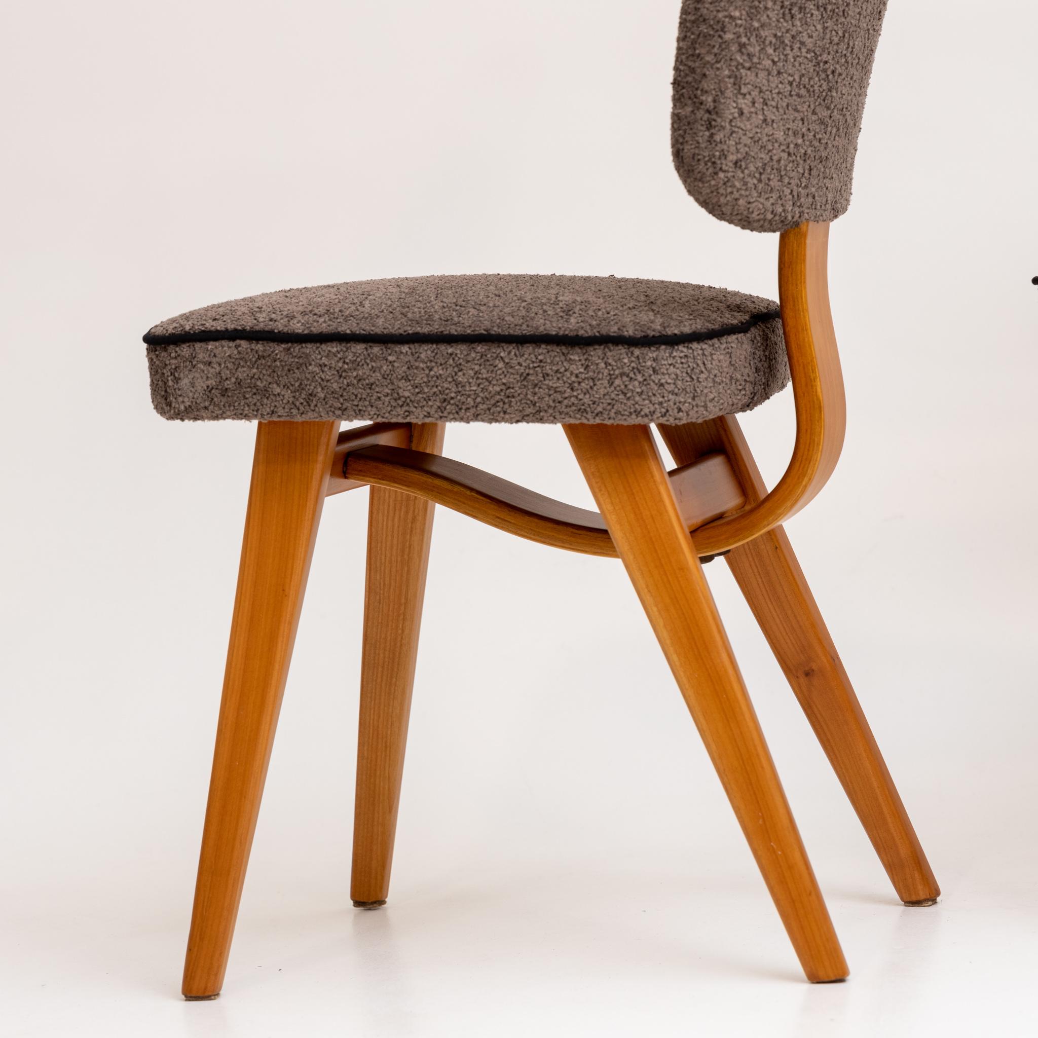 Bouclé Four Chairs, Italian Manufactory, Mid-20th Century