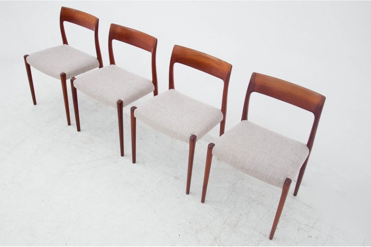 Four Chairs Model 77, Designed by N. O. Møller, Denmark, 1950s 3