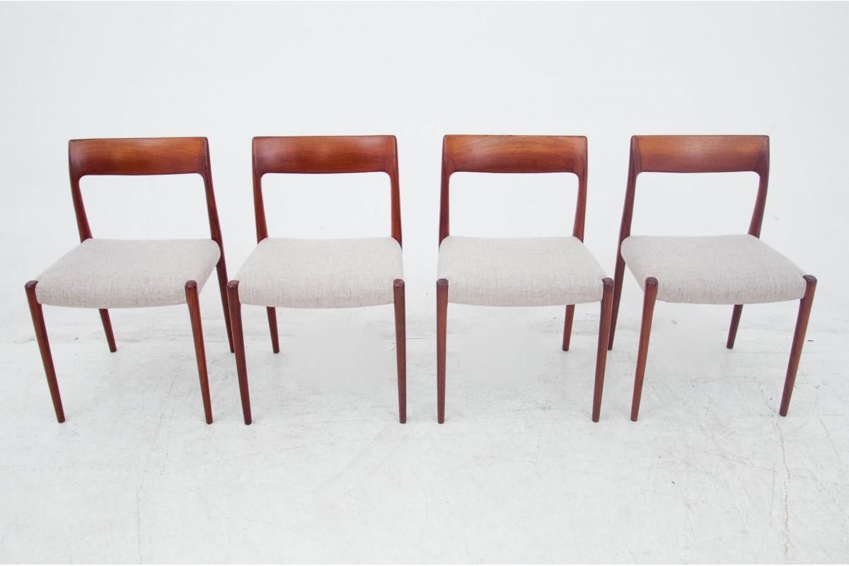 Four Chairs Model 77, Designed by N. O. Møller, Denmark, 1950s 5