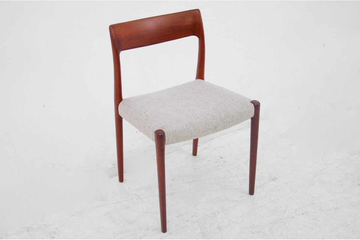 Teak Four Chairs Model 77, Designed by N. O. Møller, Denmark, 1950s