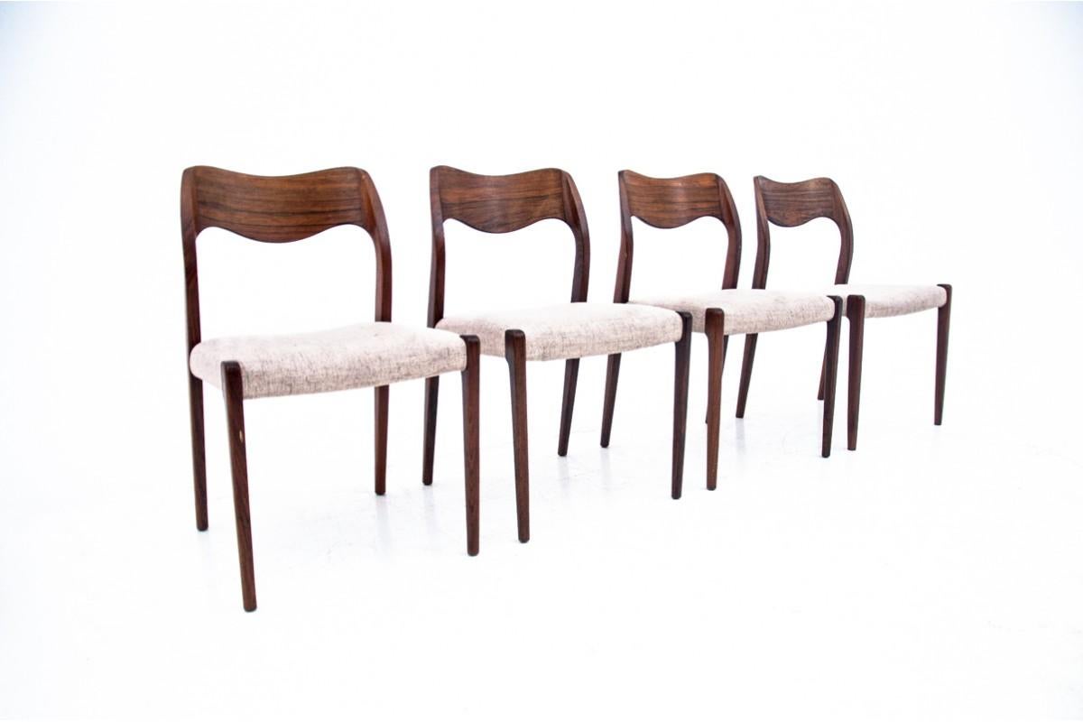 Four chairs, Niels O. Møller, model 71, Danish design, 1960s 5
