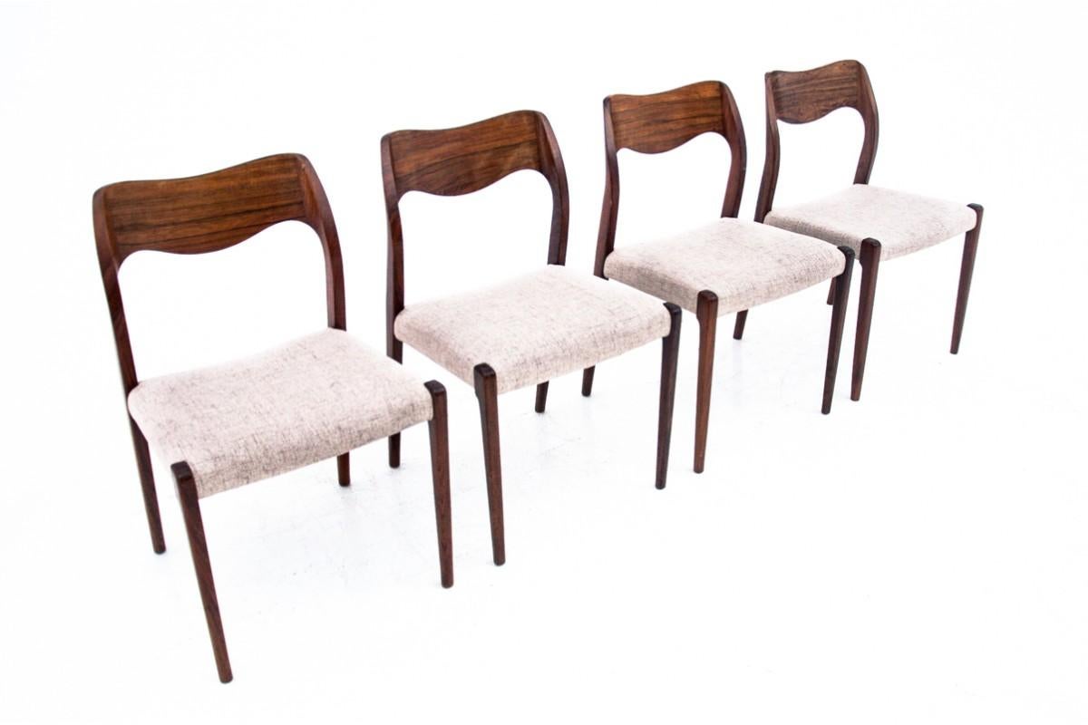 Four chairs, Niels O. Møller, model 71, Danish design, 1960s 6