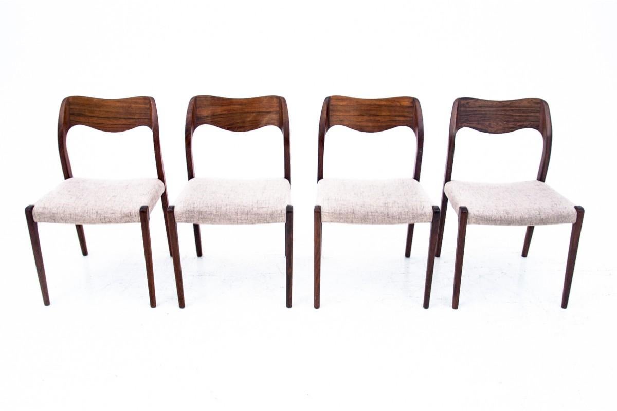 Four chairs, Niels O. Møller, model 71, Danish design, 1960s 7