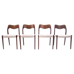 Four chairs, Niels O. Møller, model 71, Danish design, 1960s
