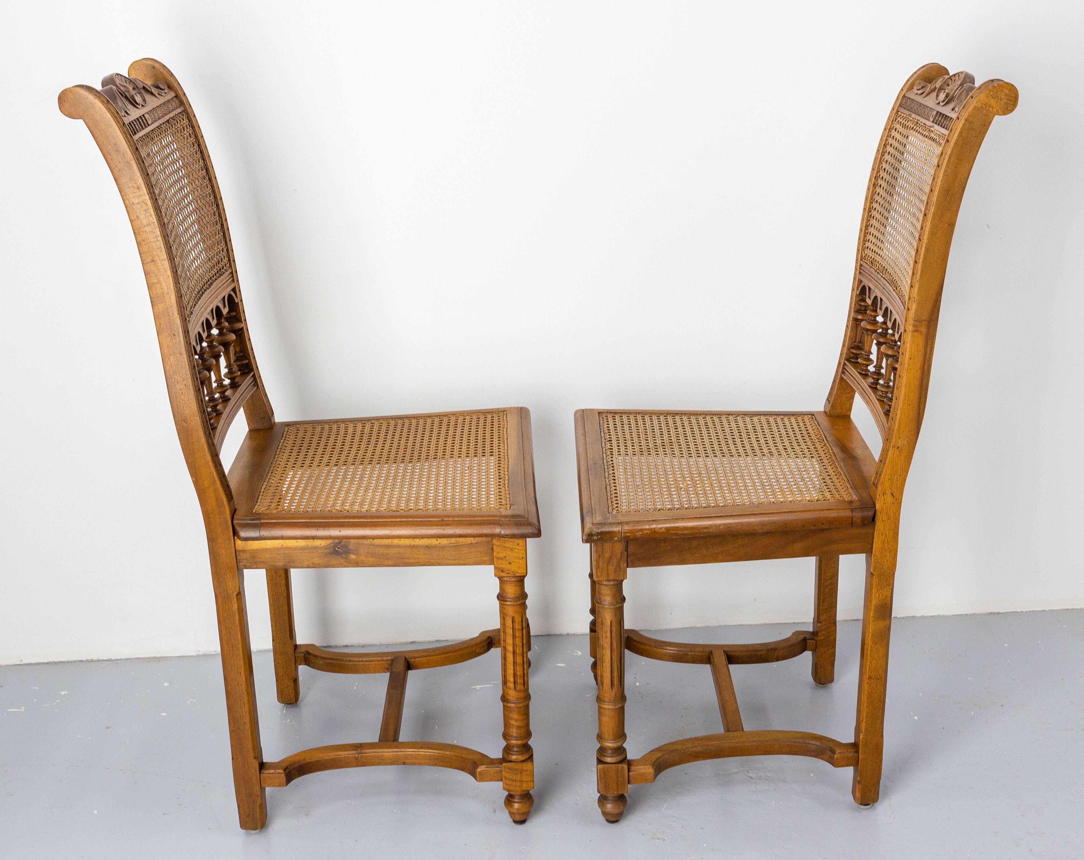 Four Chairs Walnut and Cane in the Louis XIII Style, French, circa 1900 For Sale 1