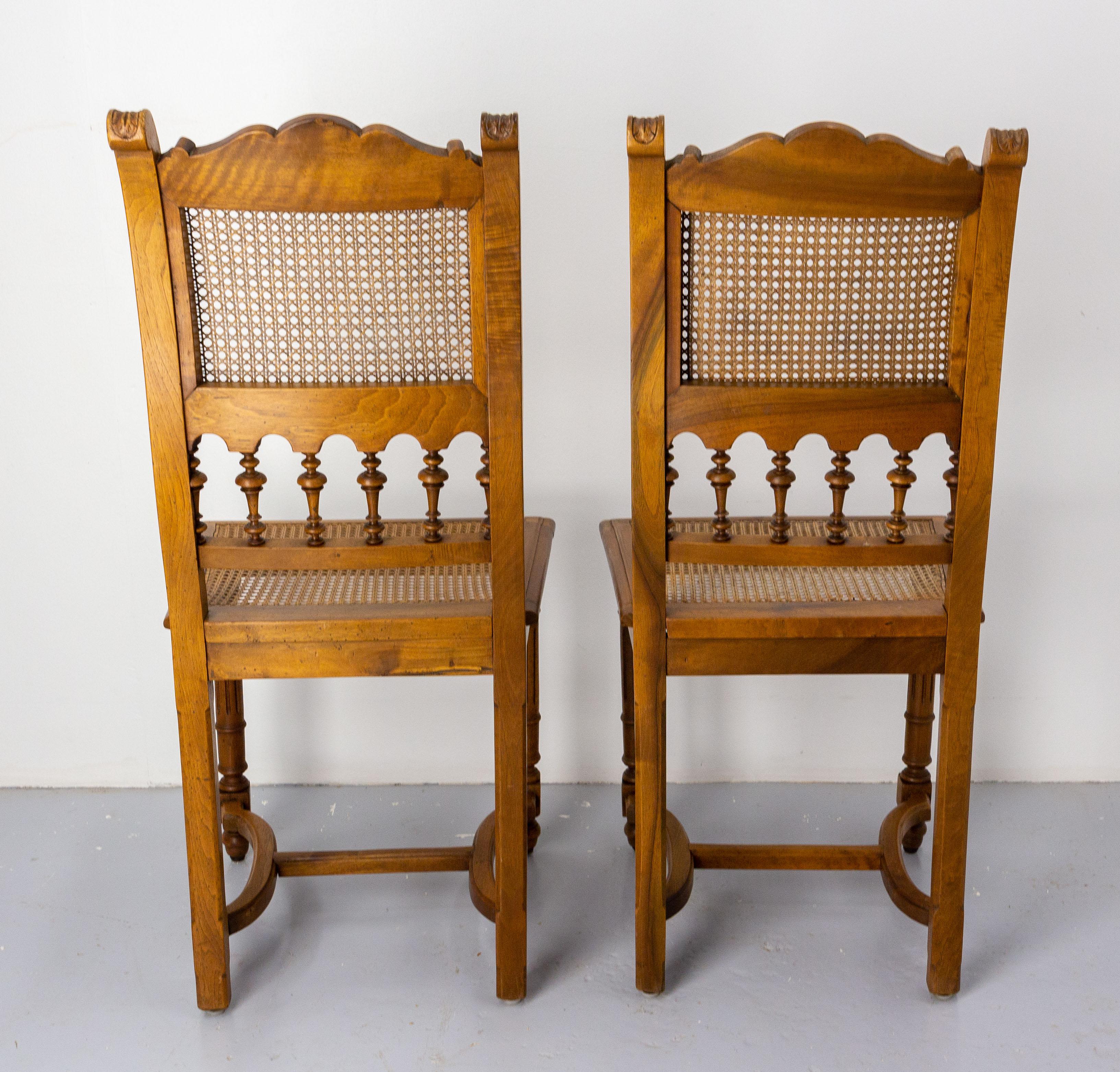 Four Chairs Walnut and Cane in the Louis XIII Style, French, circa 1900 For Sale 3