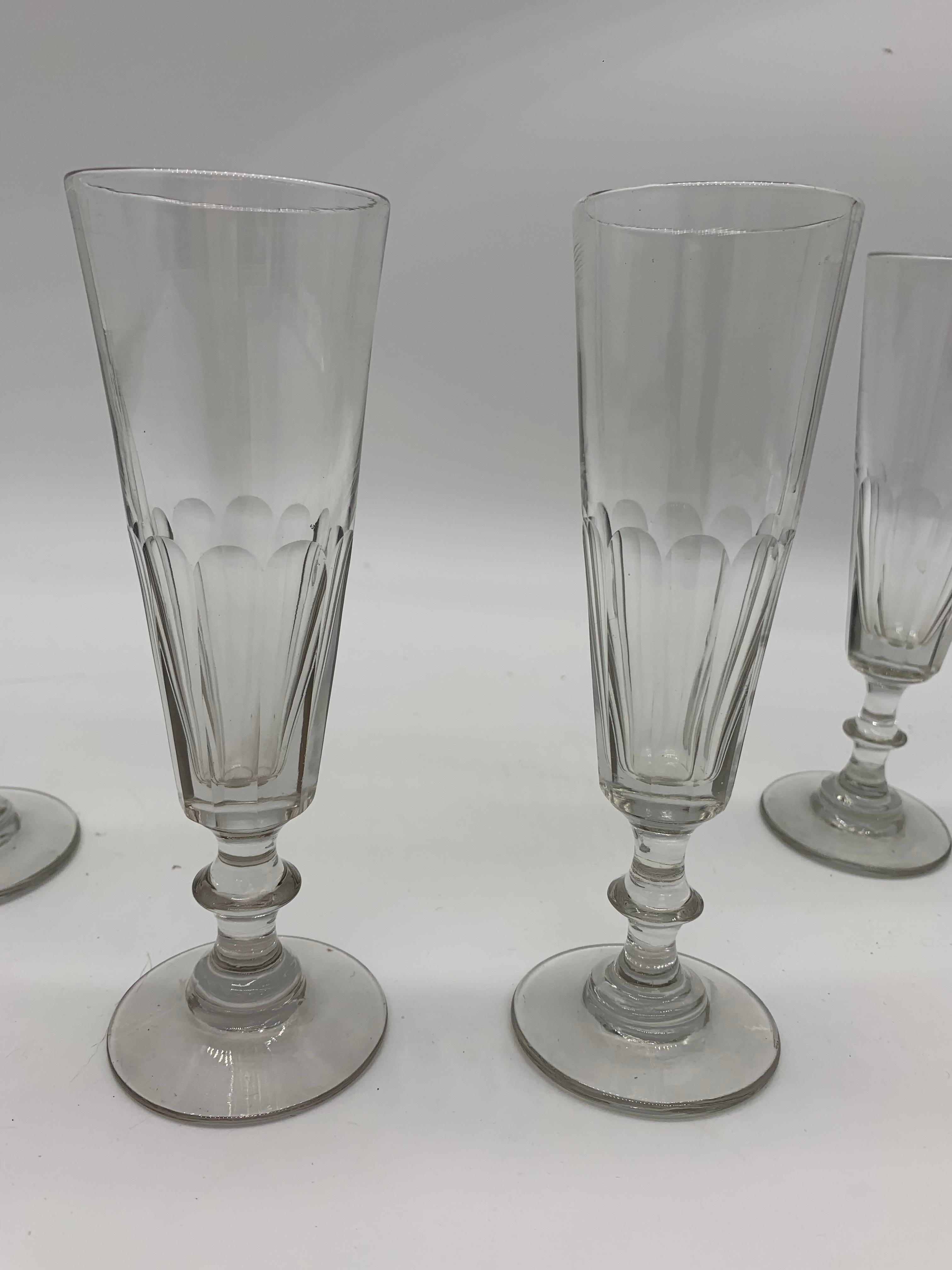 These are four 1860 Frech Chrystal champagne glasses.
Beautiful and elegant.