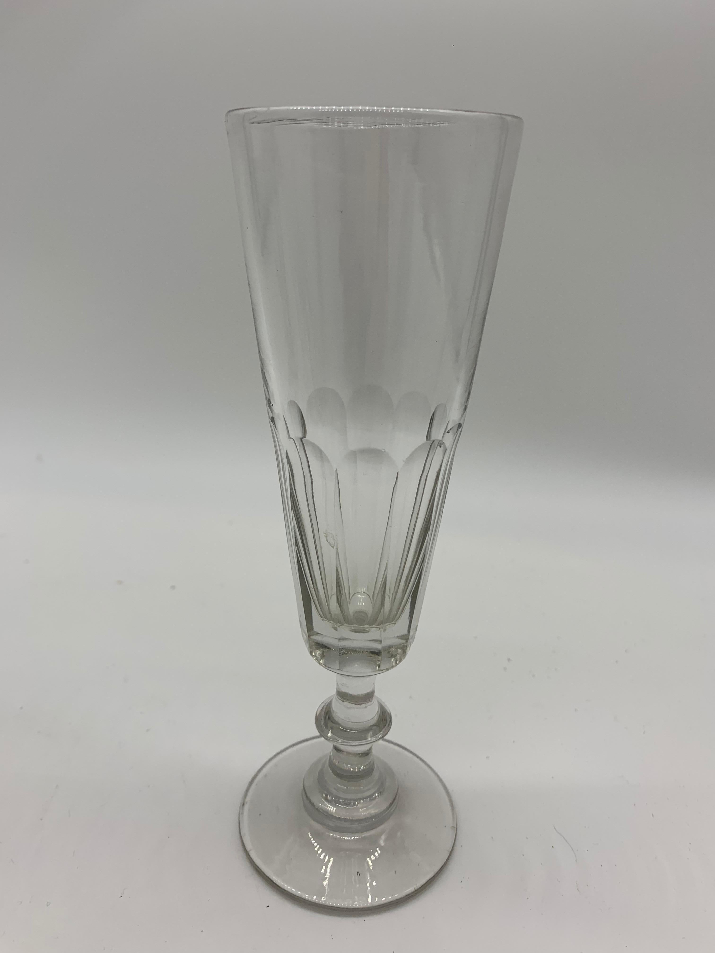 Mid-20th Century Four Champagne Glasses Hand Blown 1860 French