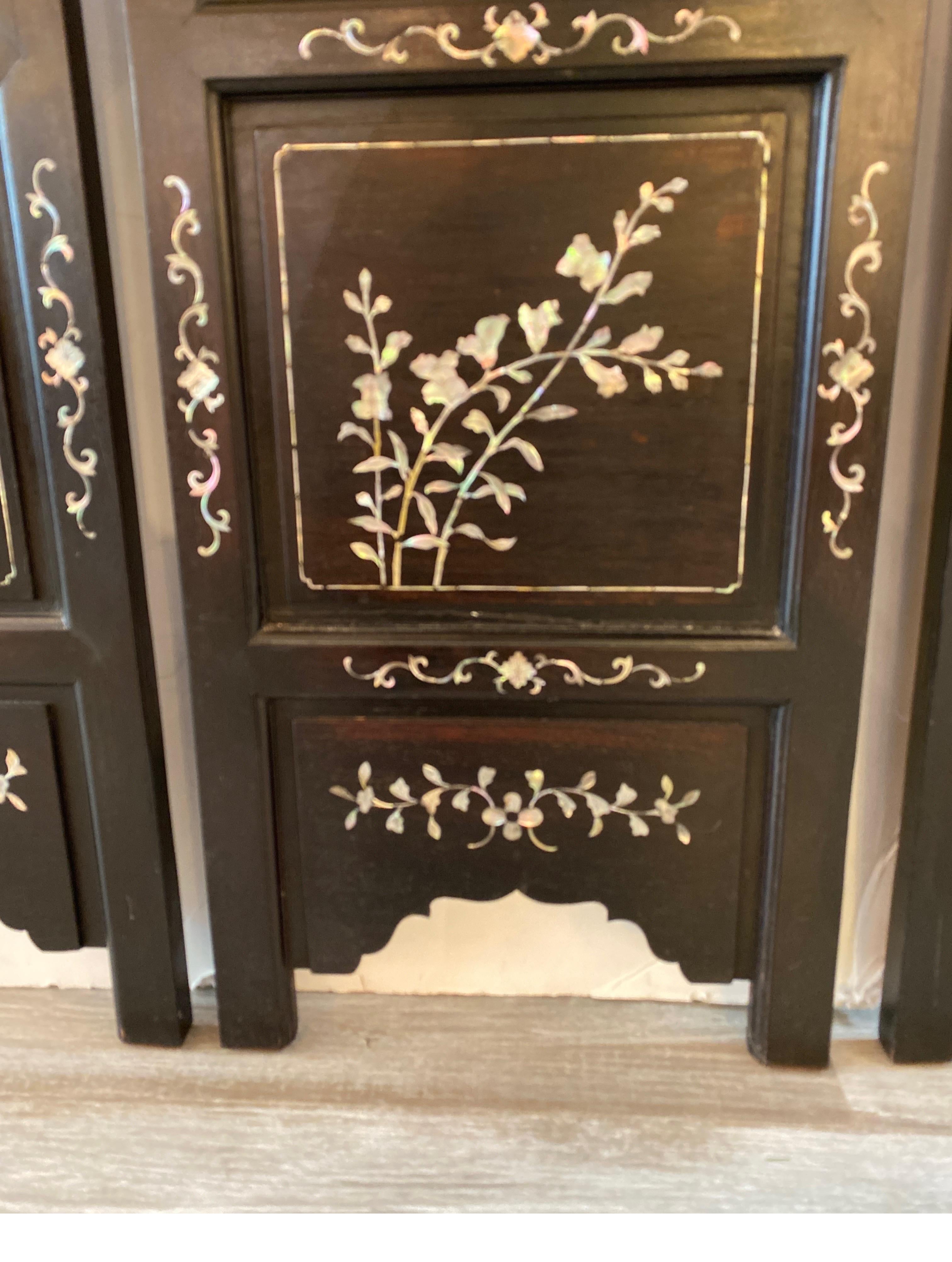 Four Chinese Hardwood and Mother of Pearl Inlaid Panels For Sale 4