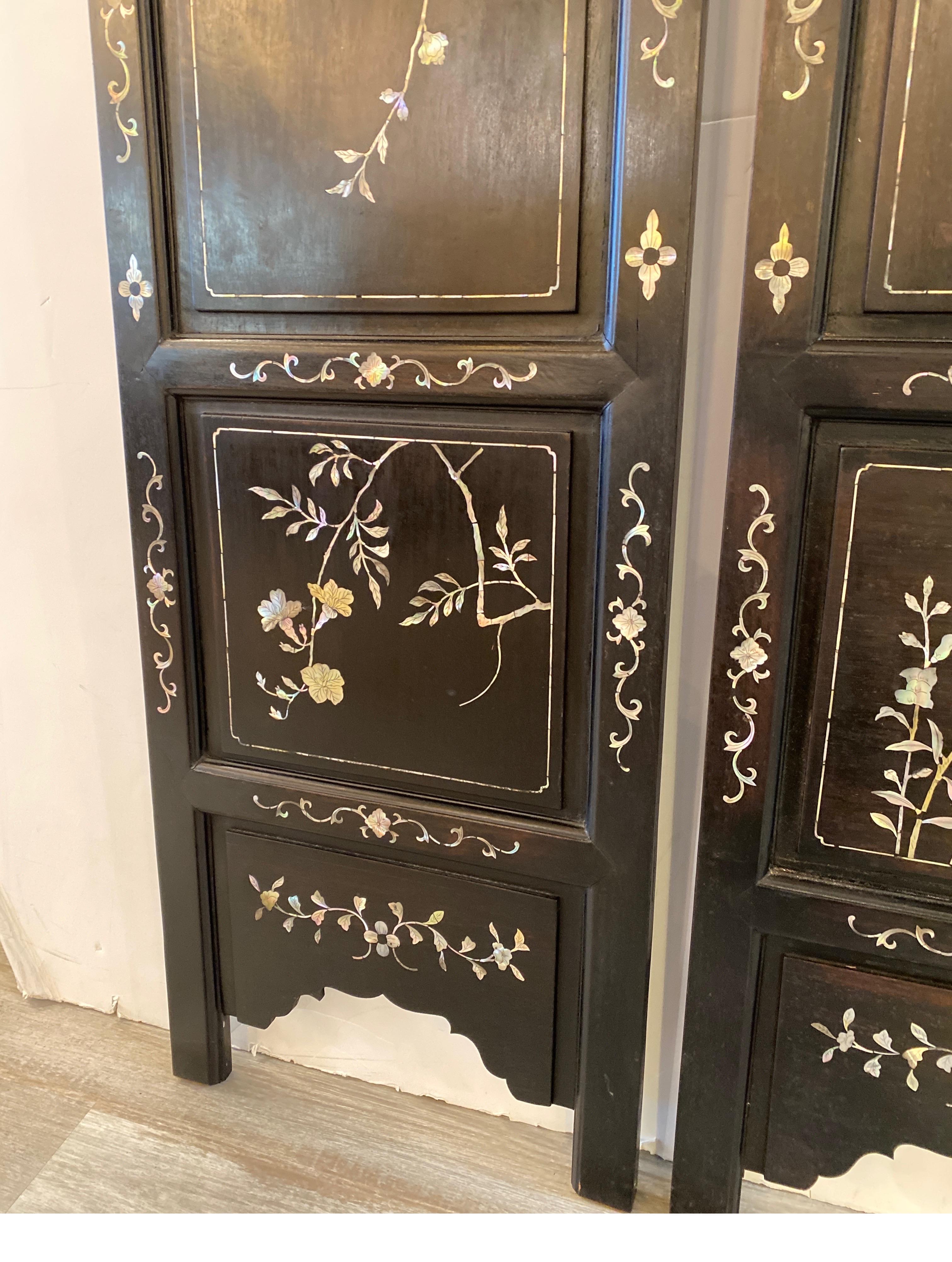Four Chinese Hardwood and Mother of Pearl Inlaid Panels For Sale 6