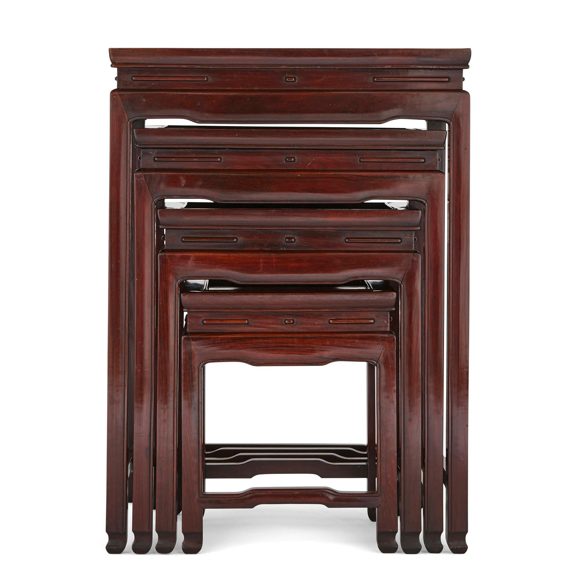 Chinese Export Four Chinese Rosewood Nested Tables For Sale