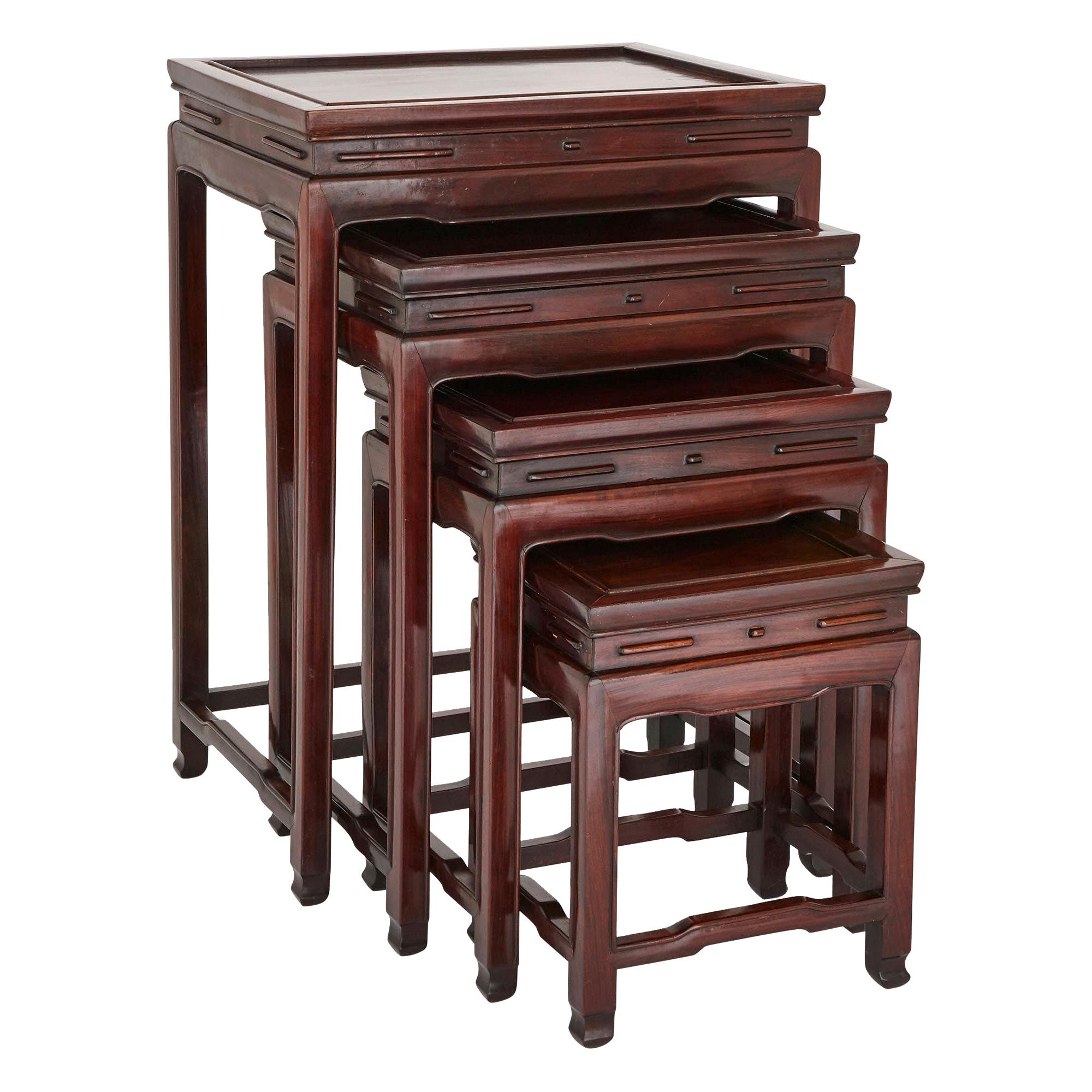 Four Chinese Rosewood Nested Tables For Sale