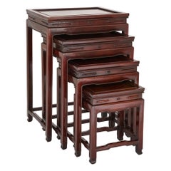 Used Four Chinese Rosewood Nested Tables