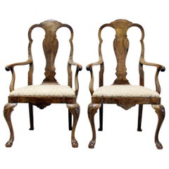 Four Chippendale Armchairs Queen Anne Chairs Baroque Antique Old