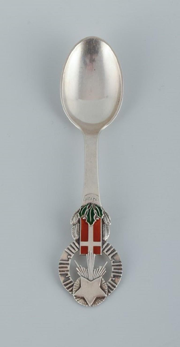 Mid-20th Century Four Christmas Spoons from 1941, 1945, 1947, 1949. Grann and Laglye, Copenhagen For Sale
