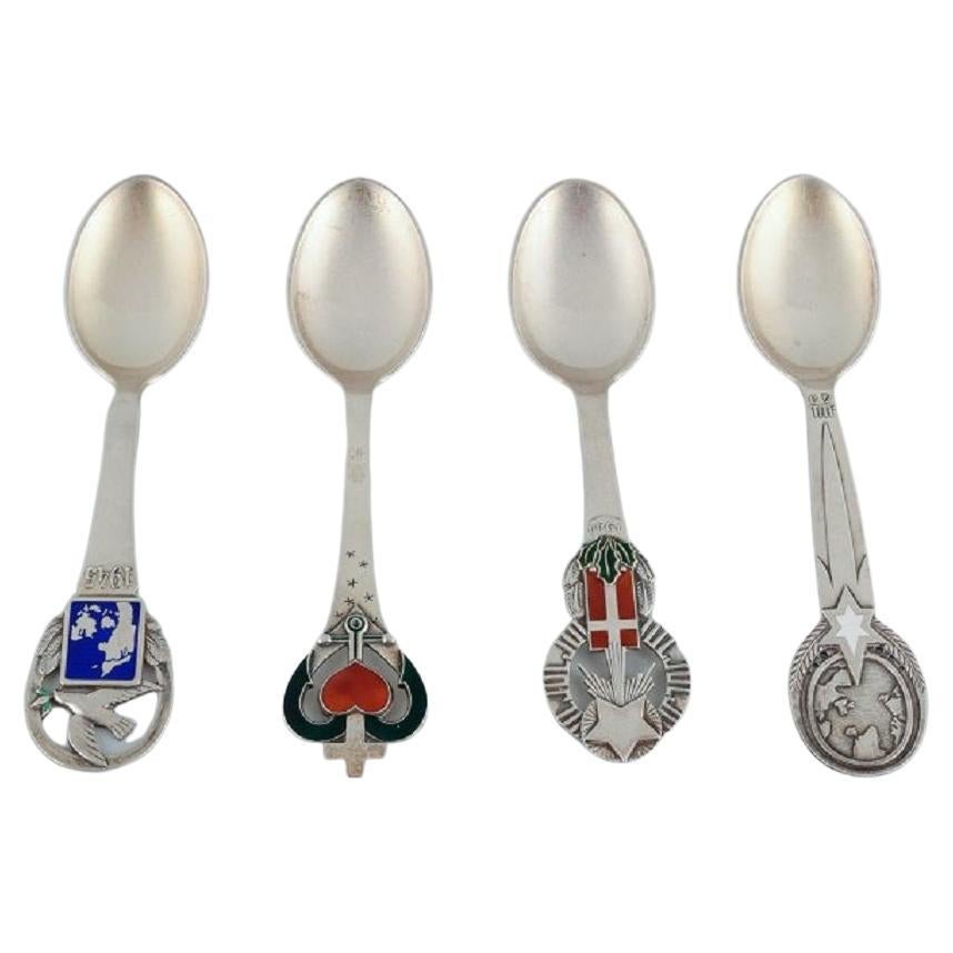 Four Christmas Spoons from 1941, 1945, 1947, 1949. Grann and Laglye, Copenhagen