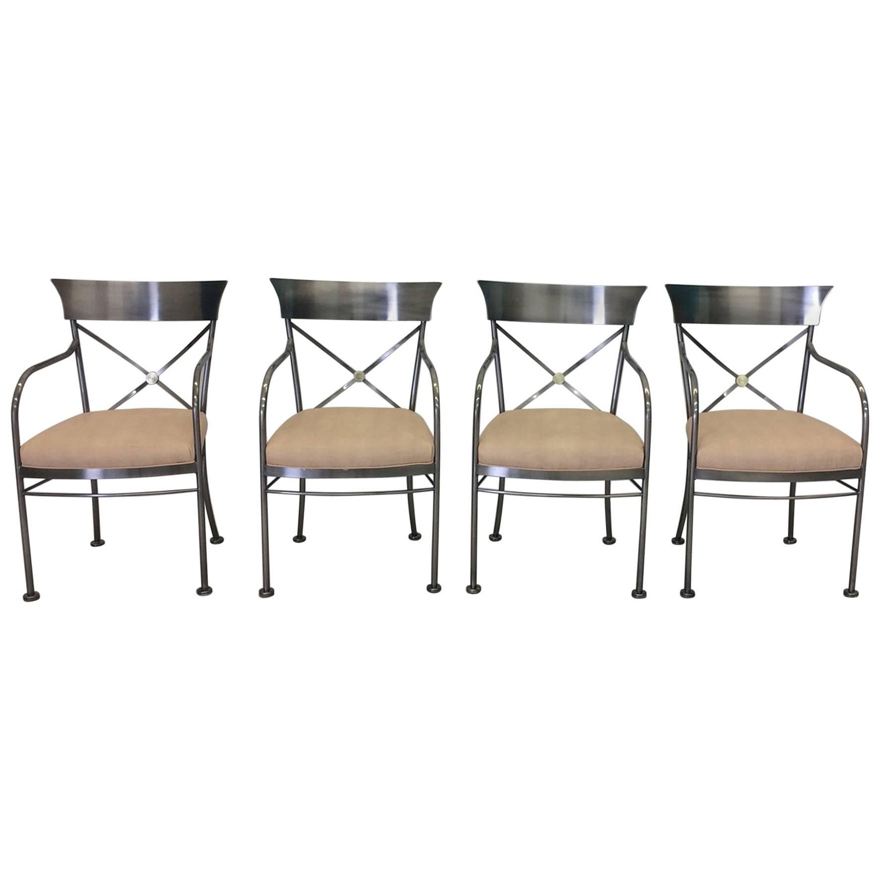 Four Chrome and Brass Armchairs DIA Design Institute of America