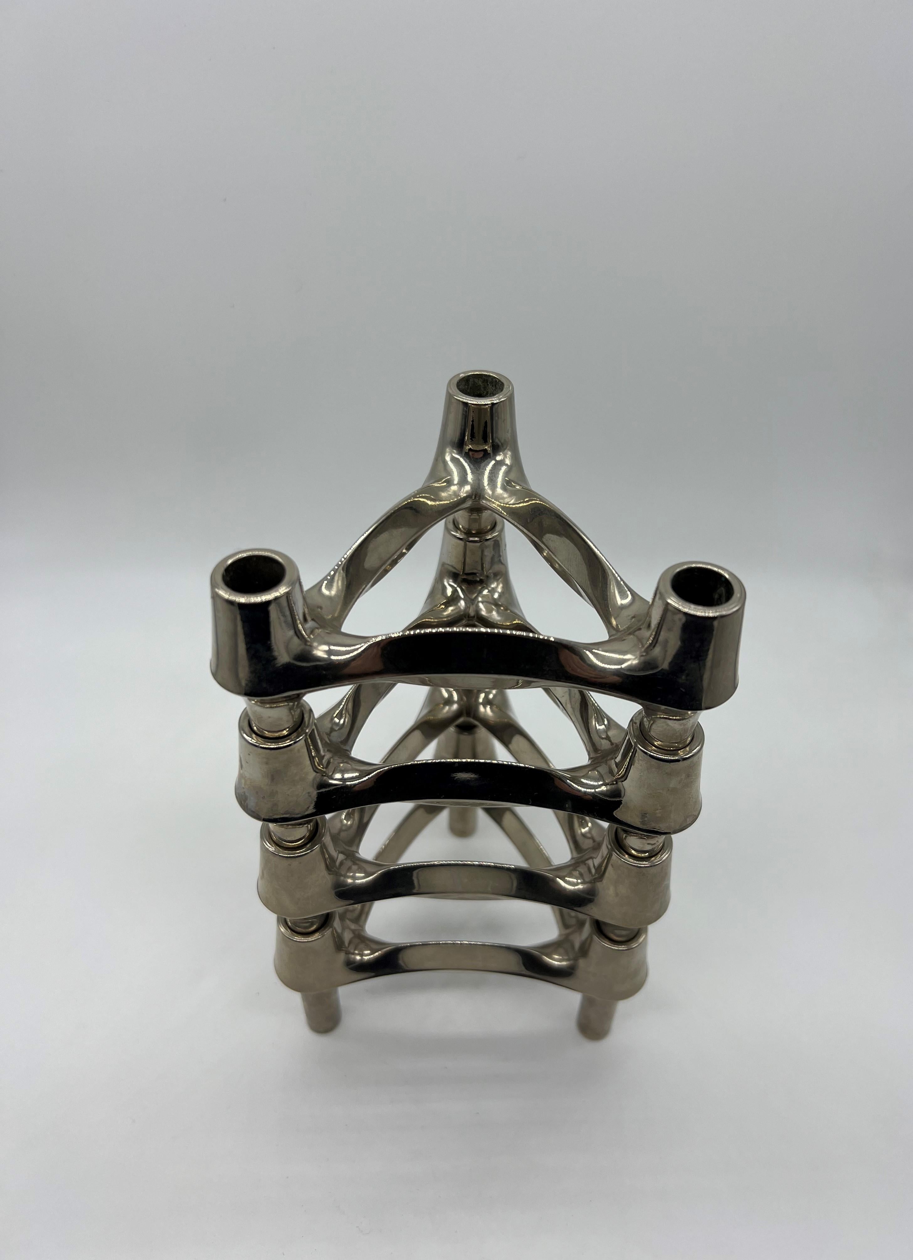 Métal Quatre bougeoirs en métal chromé BMF Allemagne