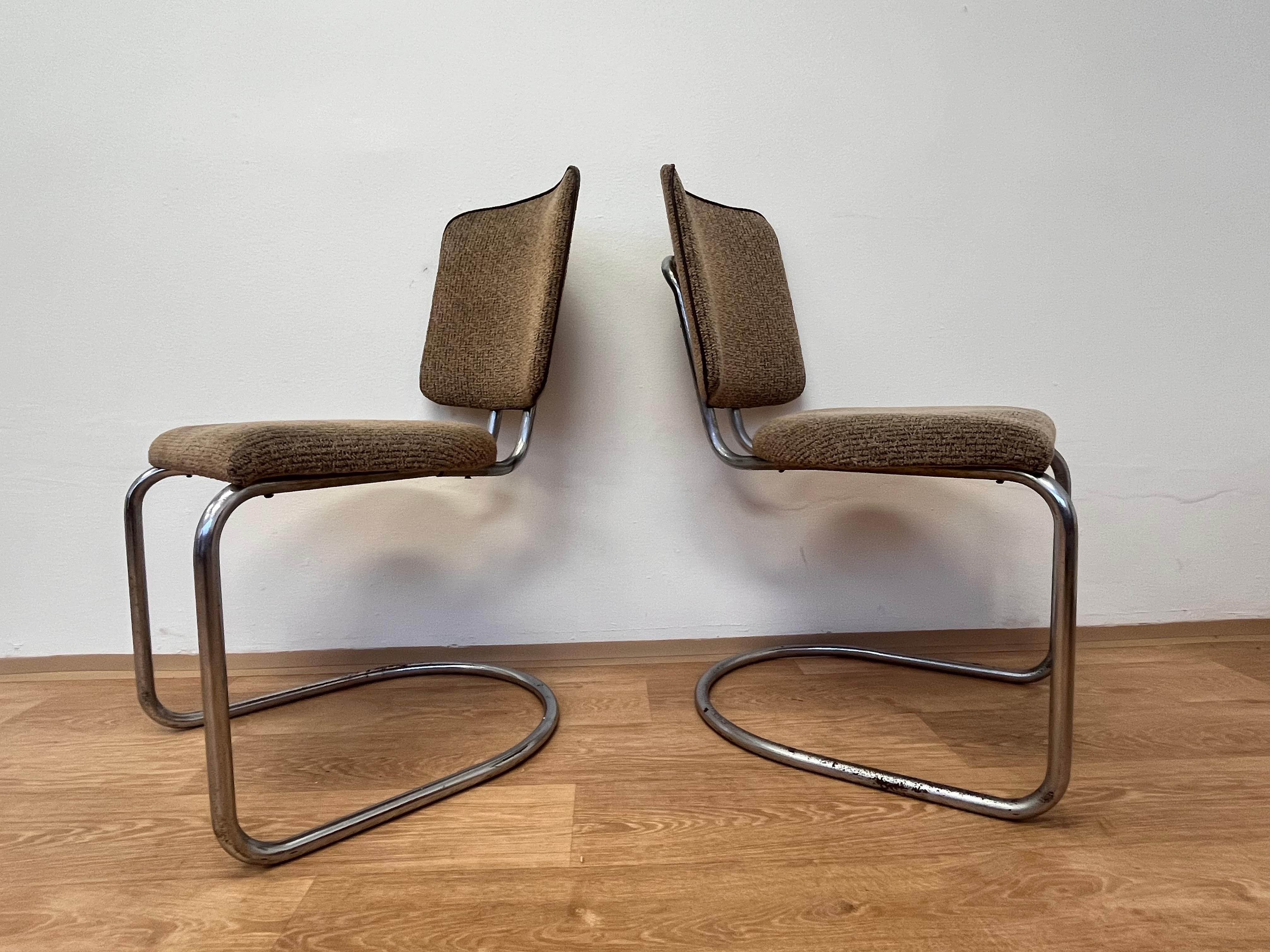 Steel Four Chrome tubular steel Bauhaus Chairs by Fritz August Breuhaus/Thonet - 1930 For Sale