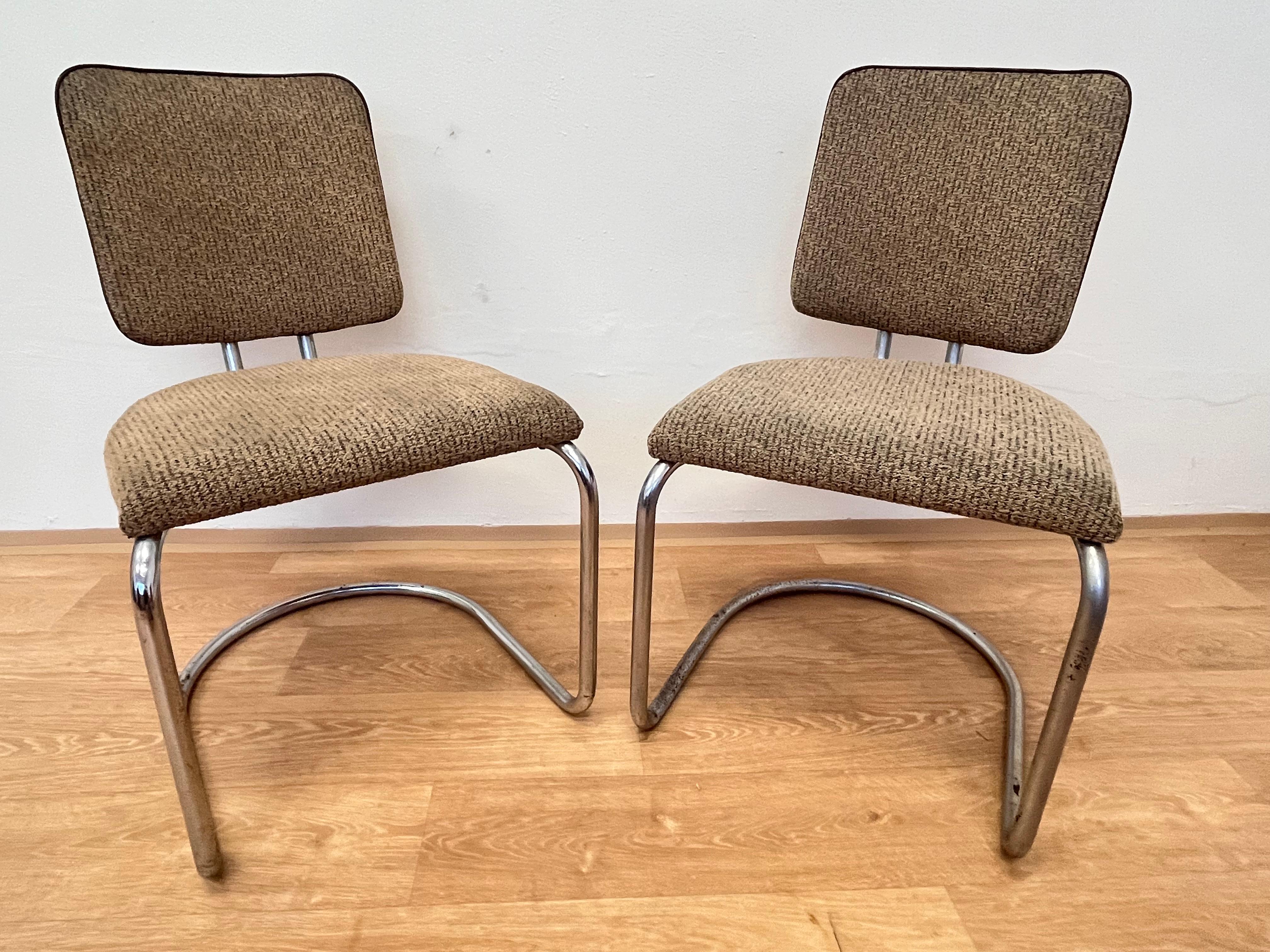 Four Chrome tubular steel Bauhaus Chairs by Fritz August Breuhaus/Thonet - 1930 For Sale 3