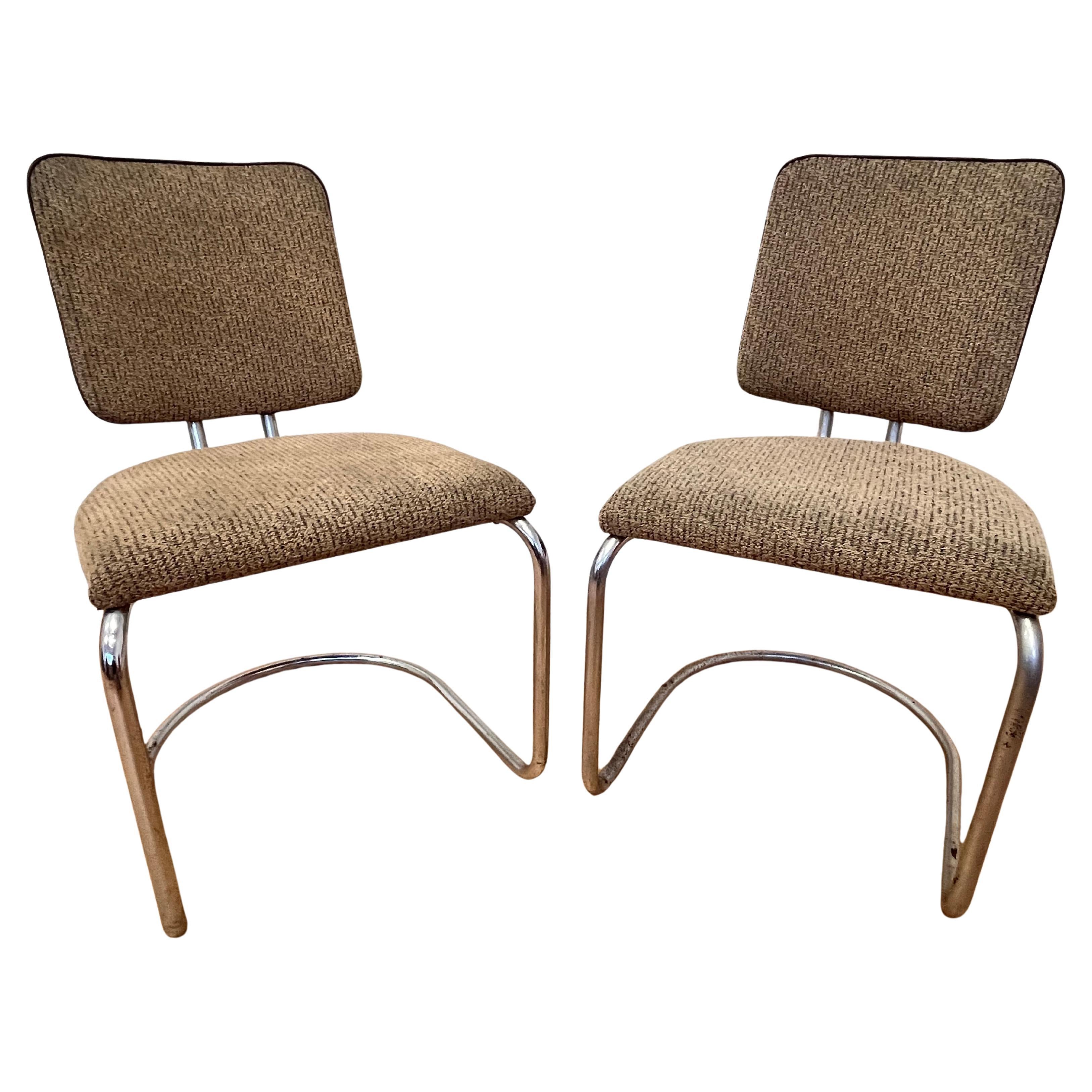 Four Chrome tubular steel Bauhaus Chairs by Fritz August Breuhaus/Thonet - 1930
