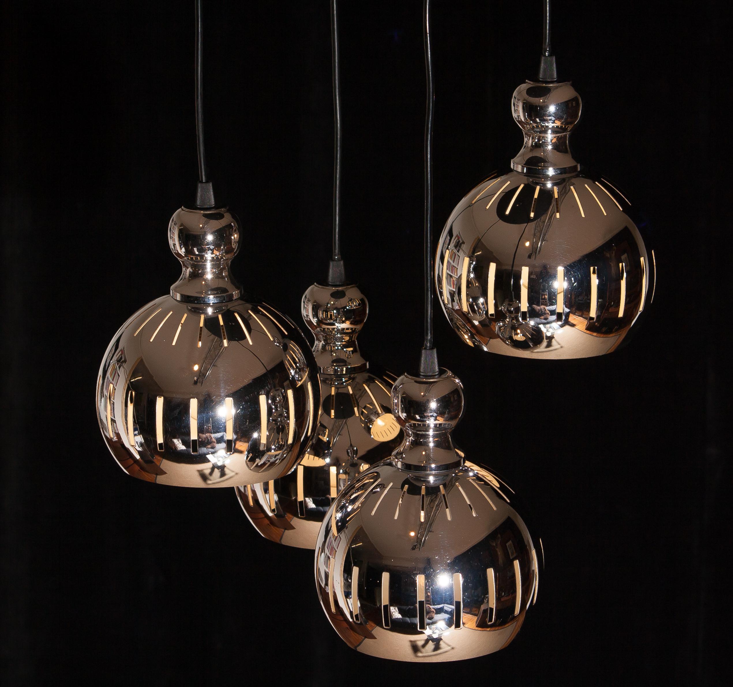 Four Chromed Spheres Chandelier by Esperia, Italy, 1970 1