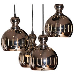 Four Chromed Spheres Chandelier by Esperia, Italy, 1970