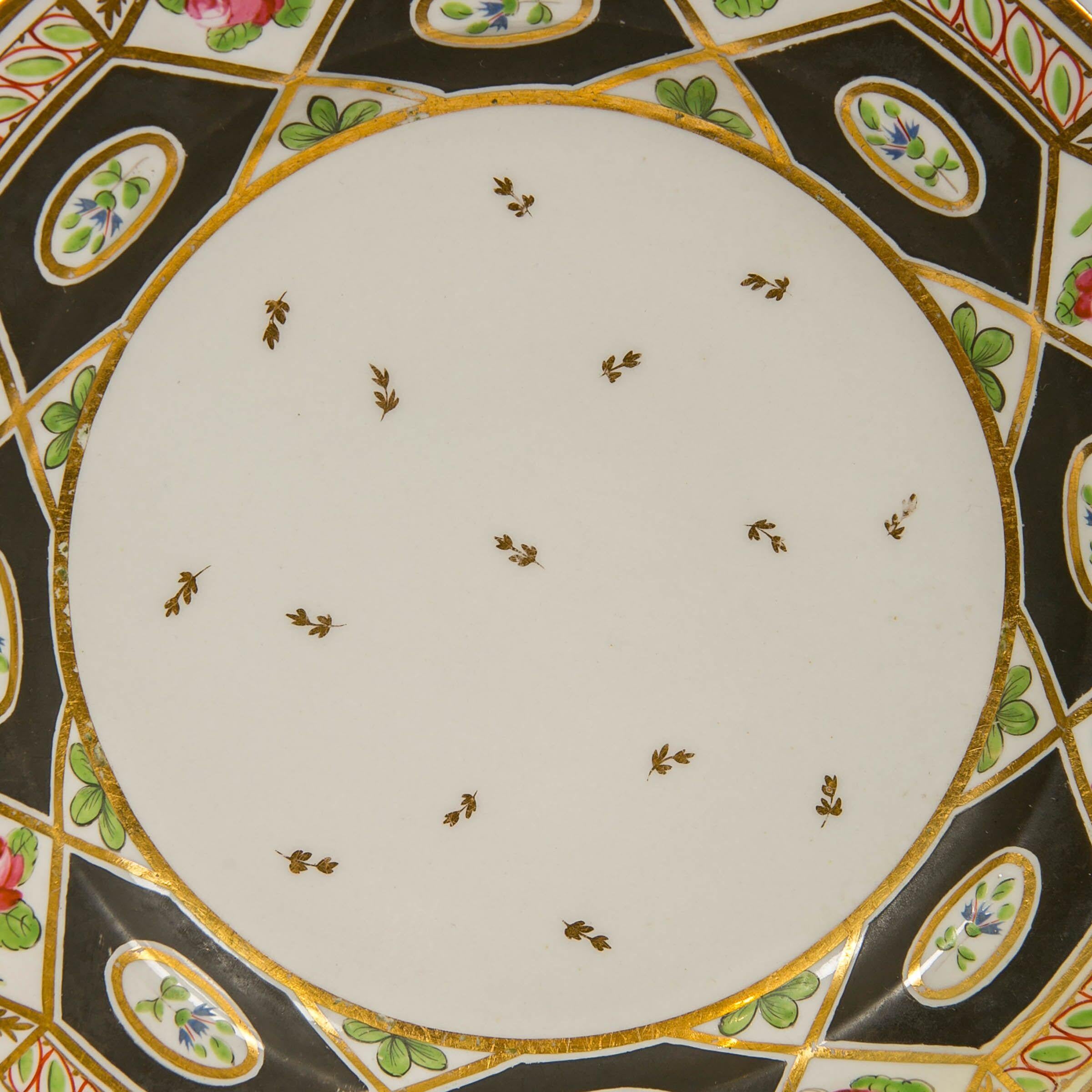 Neoclassical Set Four Antique English Dishes Made By Coalport Hand-Painted Circa 1810  For Sale