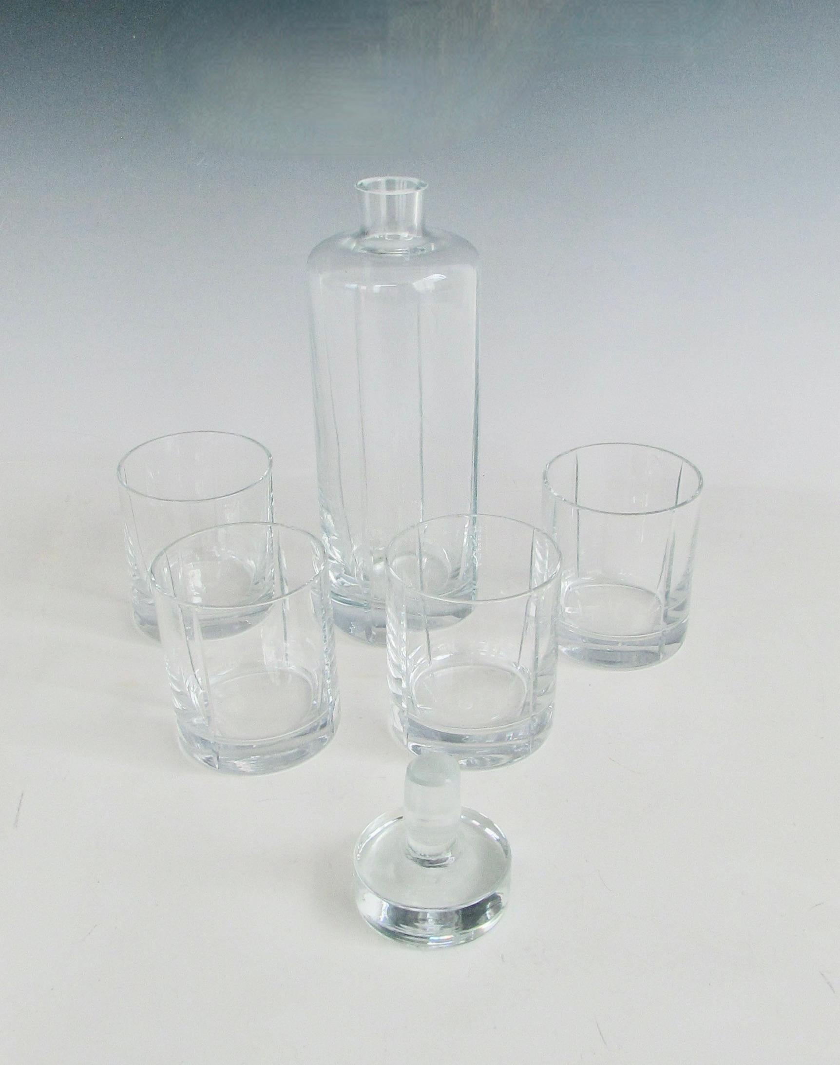Cut Glass Four  classic whiskey rocks glasses with matching decanter For Sale