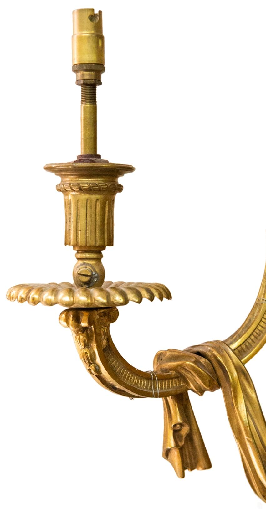 Four Classical French Louis XVI Style Ormolu Wall Lights, Late 19th Century In Good Condition In Brighton, Sussex