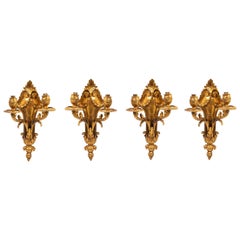 Four Classical Gilded Bronze Wall Lights, 19th Century