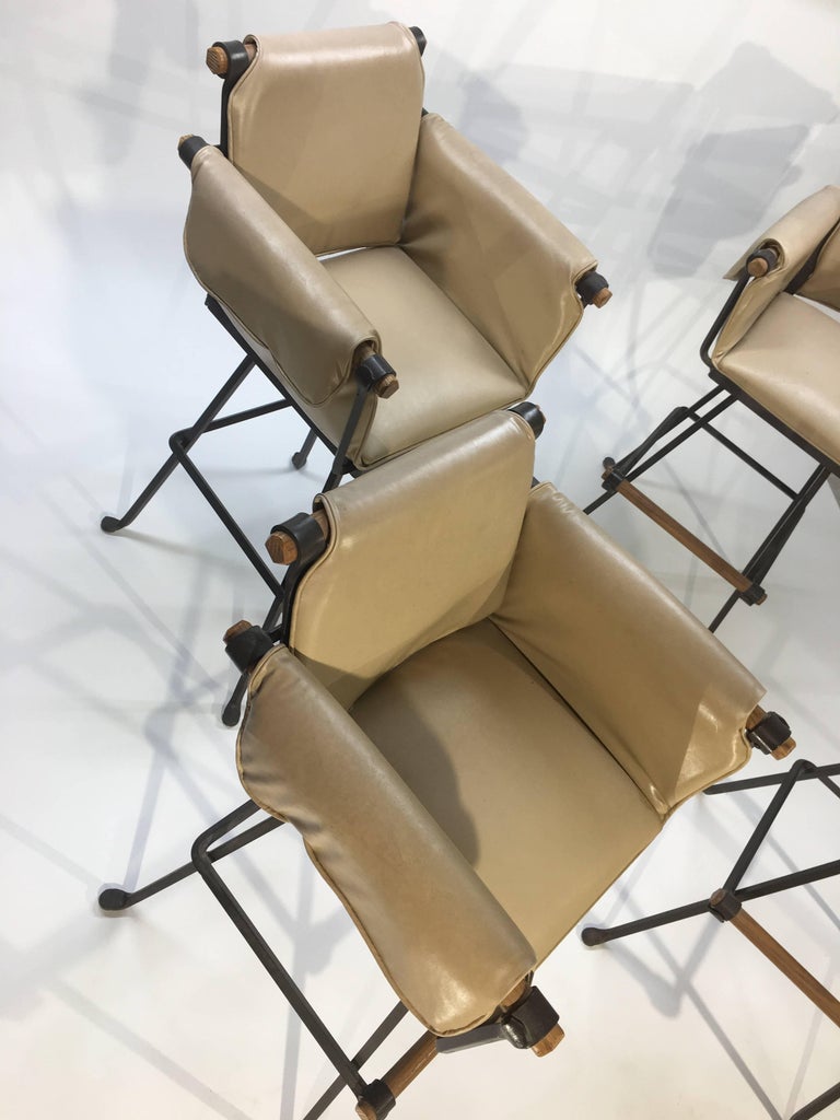 Four Cleo Baldon for Terra Furniture High Stools Having Wrapped Leather