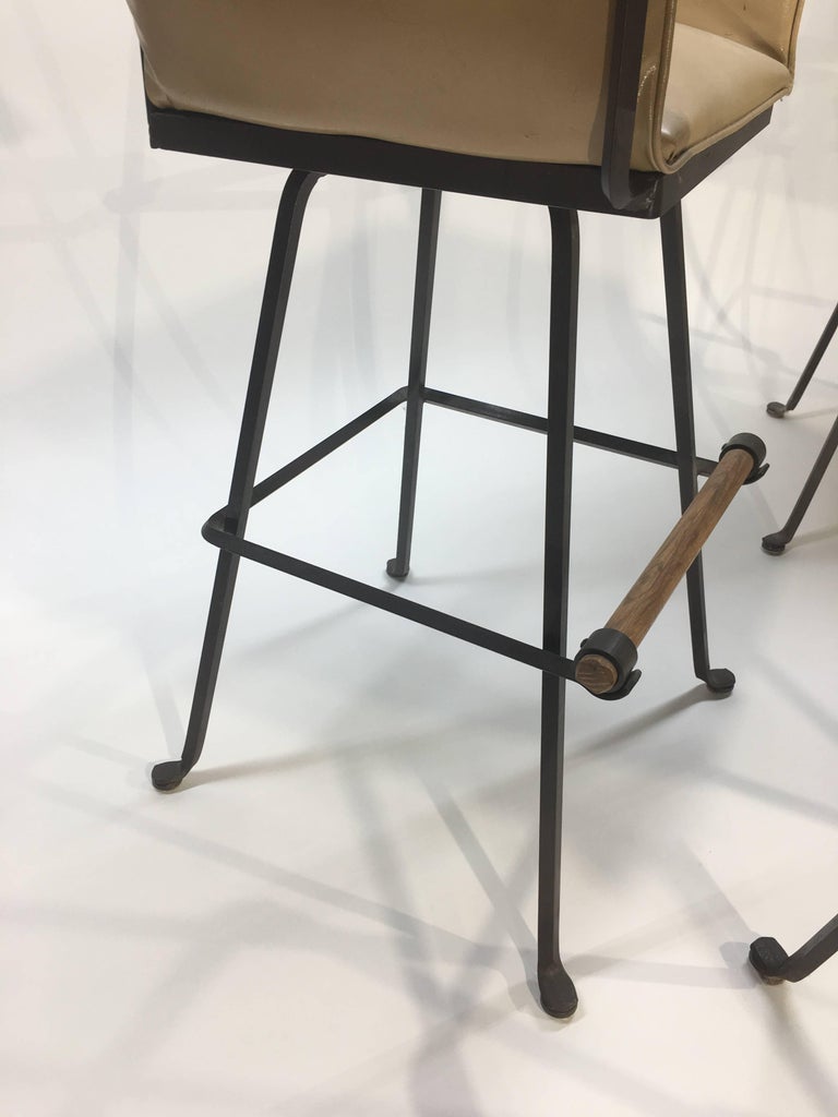 Four Cleo Baldon for Terra Furniture High Stools Having Wrapped Leather