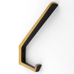 Four Coat Wall Hooks, Brass-Plated Blackened, 1960