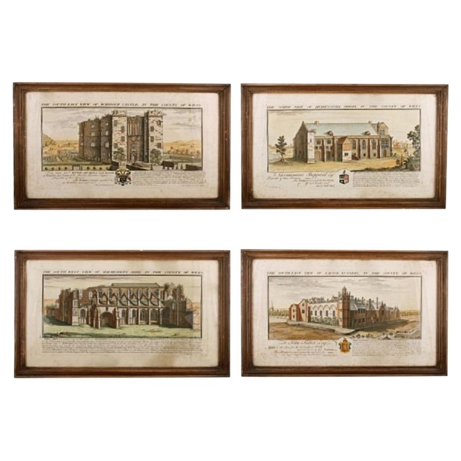 Four Coloured Prints of Wiltshire, 19th Century For Sale