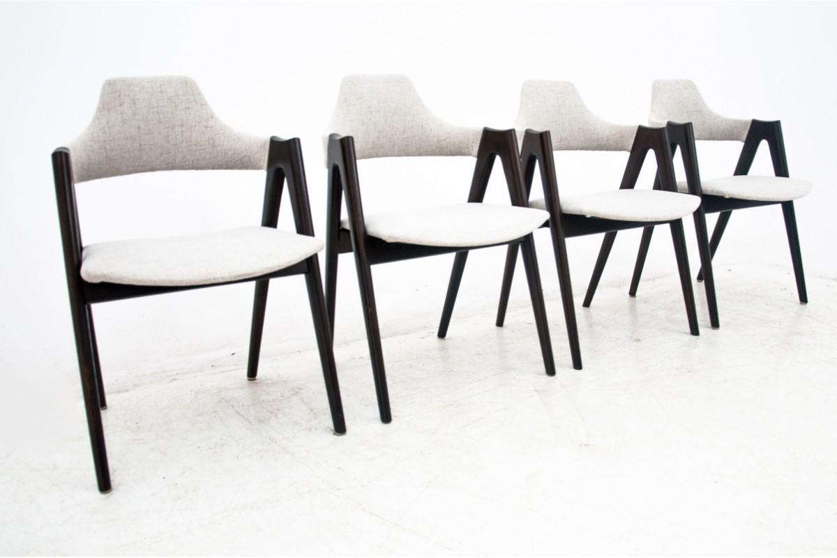 Mid-Century Modern Quatre chaises de salle à manger Compass, conçues par Kai Kristiansen, Danemark, années 1960