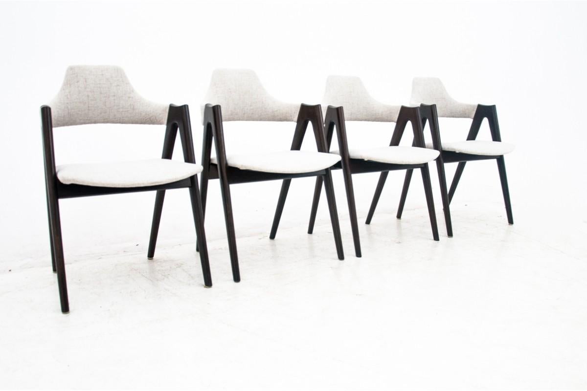 Danois Quatre chaises de salle à manger Compass, conçues par Kai Kristiansen, Danemark, années 1960