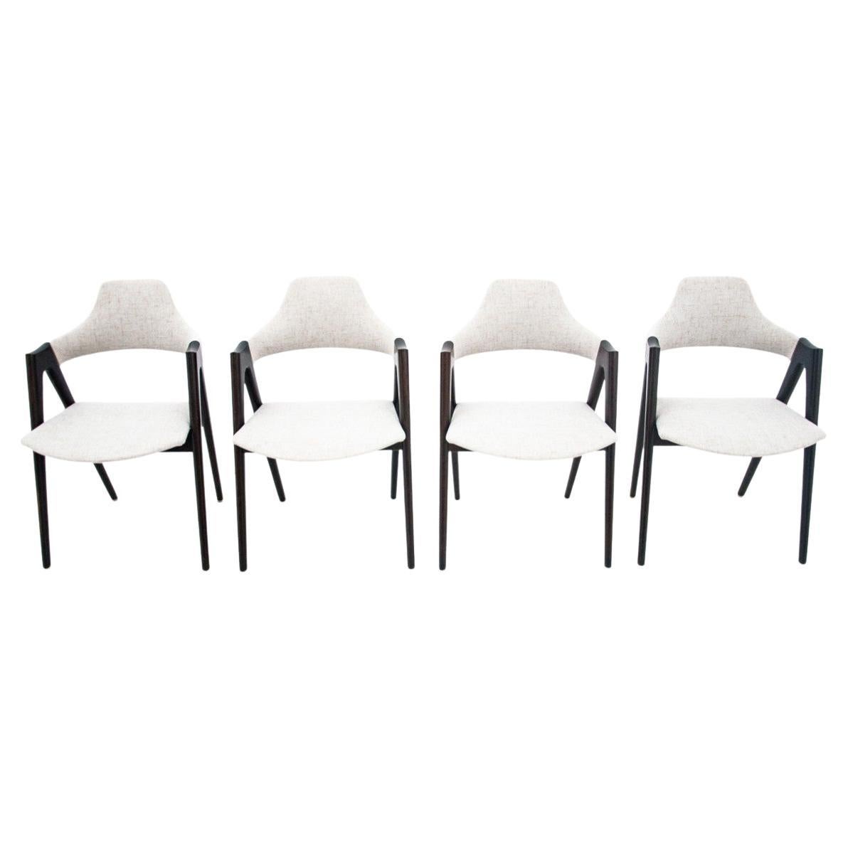 Four Compass Dining Room Chairs, Designed by Kai Kristiansen, Denmark, 1960s