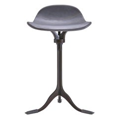Four Counter-Height Swivel Stools, Pigeon Leather, Brown Brass by P. Tendercool